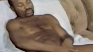 He jerks off his rockhard dick a hot black man with an afro haircut