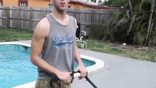 Hunk daddy creampied by stepson in the back yard