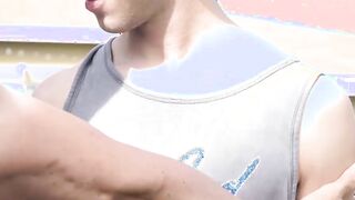 Hunk daddy creampied by stepson in the back yard