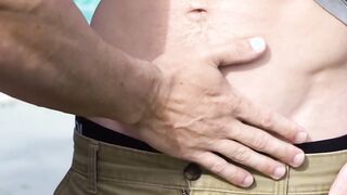 Hunk daddy creampied by stepson in the back yard