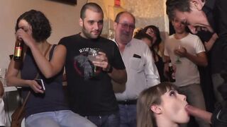 Parisian babe gets fucked and spanked in public