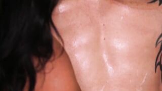 Big ass masseuse lady oils up and fucks with bald hunk