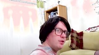 Chubby British hottie sprayed with cum after masturbating