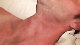 Mature gay toys his tight ass while being cock jerked