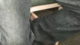 Mature gay toys his tight ass while being cock jerked