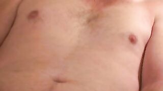 Mature gay toys his tight ass while being cock jerked