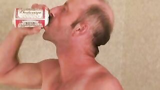 Mature gay toys his tight ass while being cock jerked