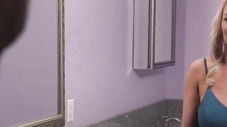 Married blonde with head in cage gets fucked
