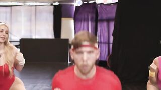 Prof dancer fucks his TS and busty clients ass