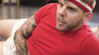 Dance instructor fucks his TS and busty clients ass