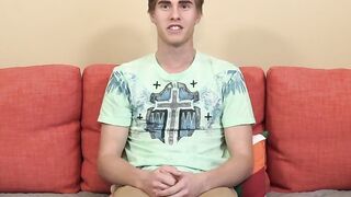 Cute twink is interviewed about his pleasures and then jacks off