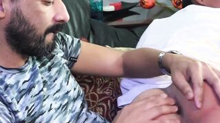 Handsome schoolboy riding stepdads big bare cock