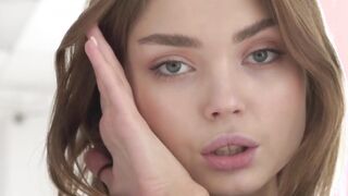 Brunette teen beauty Kate K sensual shaved pussy teasing