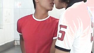Raw latino cock cums hard after bareback in the kitchen