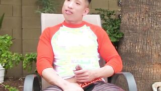 Big cock Oriental teenagers suck hard cock in kinky foursome