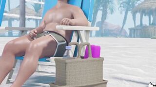 Blonde 3D Hottie Rides BBC Beach Sex