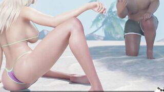 Blonde 3D Hottie Rides BBC Beach Sex
