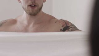 Tgirl maid takes a bath and analed by her boss
