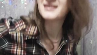 Brunette amateur babe posing clothed on solo webcam