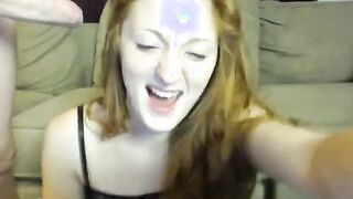 Amateur Redhead Gives Blowjob and Gets Cum In Mouth