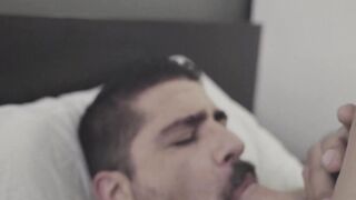 Cute twink son sucks off stepdads hangover from last night