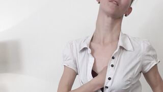 Horny slender MILF Lucia Blava fucks herself with a dildo