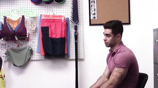 Drilling in an interracial police office while hot tiedup jock