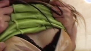 Amateur Japanese teen sprayed with cum after hard fucking
