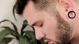 Threesome jock bareback sex party on the office table
