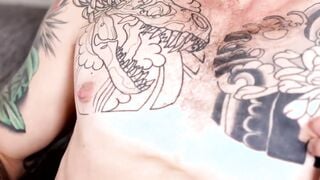 Solo masturbation session with inked bearded homosexual Hoe 2