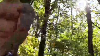 Muscular stud Angelo Godshack wanks off his cock outdoors