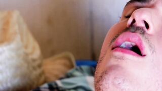 Hunky farm boy Elijah James wanks off his big cock