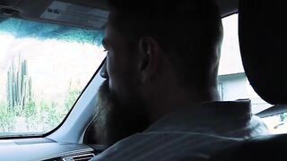 Daddy exposed skewers his stepson from the rear while in the vehicle