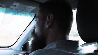 Daddy exposed skewers his stepson from the rear while in the vehicle
