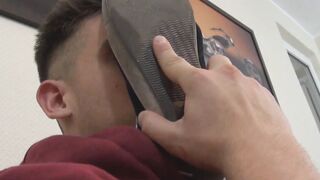 Kinky twink Piecia jerking off his big cock with sweaty sock