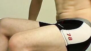Athletic guy Bryce Corbin wanking his big cock in the shower
