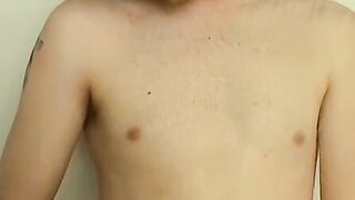 Athletic guy Bryce Corbin wanking his big cock in the shower