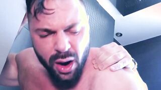 Joining my hung coworker in the shower for a steamy gay sex
