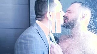Joining my hung coworker in the shower for a steamy gay sex