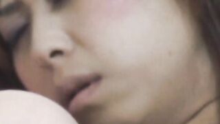Pale Japanese babe spreads her legs and then rubs that clit