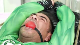 Hot and kinky jock receives drilling and a mouth gag