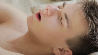 Dildo buttcentric and crude sex with two youthful twinks with prepuce