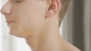 Dildo buttcentric and crude sex with two youthful twinks with prepuce