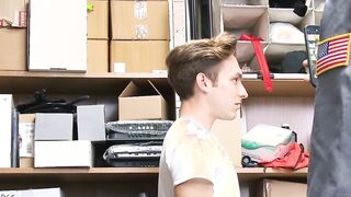 Security guards fucked a hot jock who was caught stealing