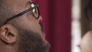 Naughty stepteen TS rides black stepdads dick