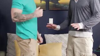 Office studs bare fucking while alone at work