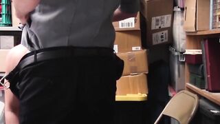 Paying for his crimes with his bare ass is a young shoplifter