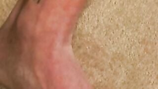 Old man tries anal play while jerking off his massive dick
