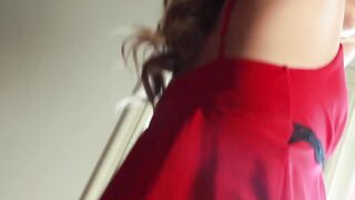 Glamorous tranny solo masturbates to massive cum explosion