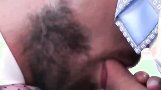 Logan Moore a bearded businessman fucked raw following a hot blowjob